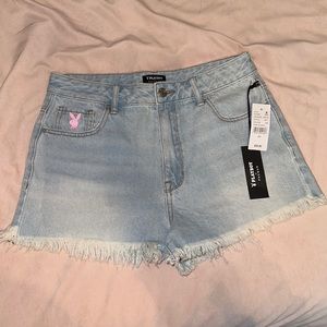 Limited Edition Pacsun Denim Playboy Shorts with Pink bunny